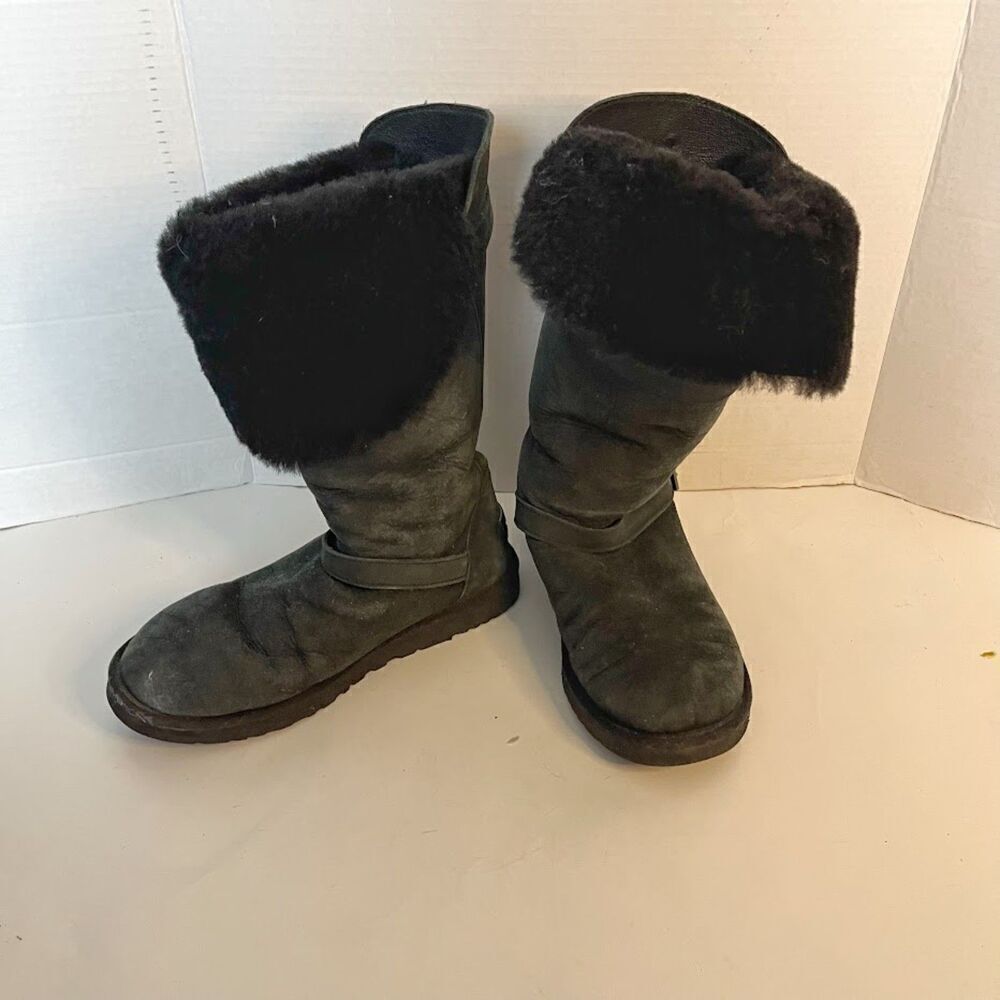 UGG 1003189 Ciera Tall Convertible Bucket Suede Sheepskin Leather Riding Boots